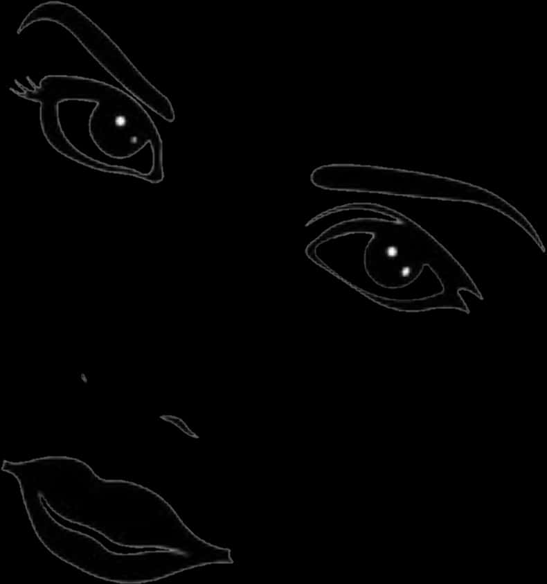 Abstract Face Outline Drawing PNG Image