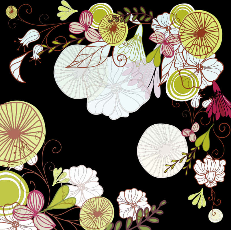 Abstract_ Floral_ Border_ Design PNG Image