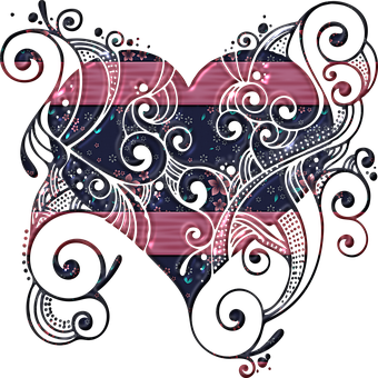 Abstract Floral Heart Design PNG Image