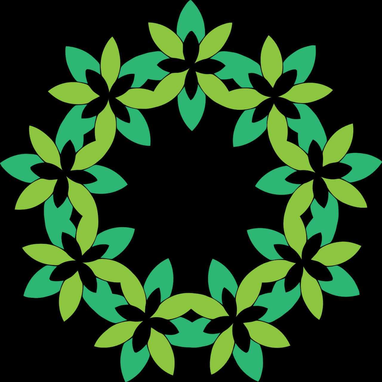 Abstract Floral Wreath Pattern PNG Image