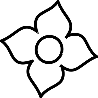 Abstract Flower Silhouette Blackand White PNG Image