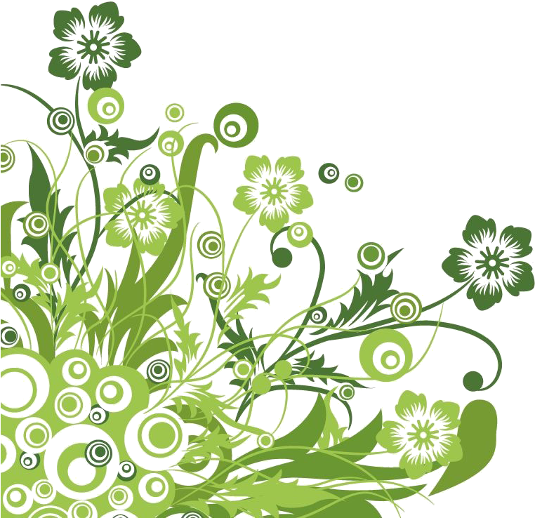 Abstract Green Floral Design PNG Image