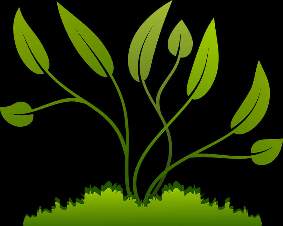 Abstract Green Plant Illustration PNG Image