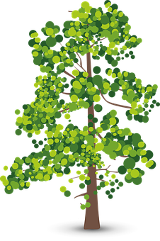 Abstract Green Tree Vector Illustration PNG Image