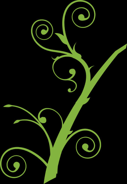 Abstract Green Vine Design PNG Image