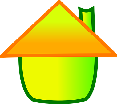 Abstract Green Yellow House Icon PNG Image