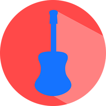 Abstract Guitar Iconon Red Background PNG Image