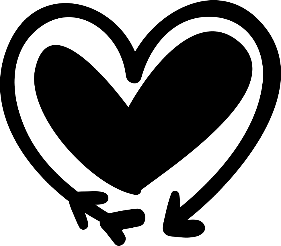 Abstract Heart Arrows Blackand White PNG Image