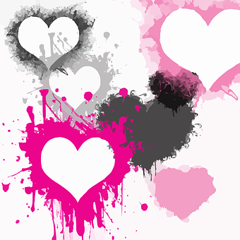 Abstract Hearts Artwork PNG Image