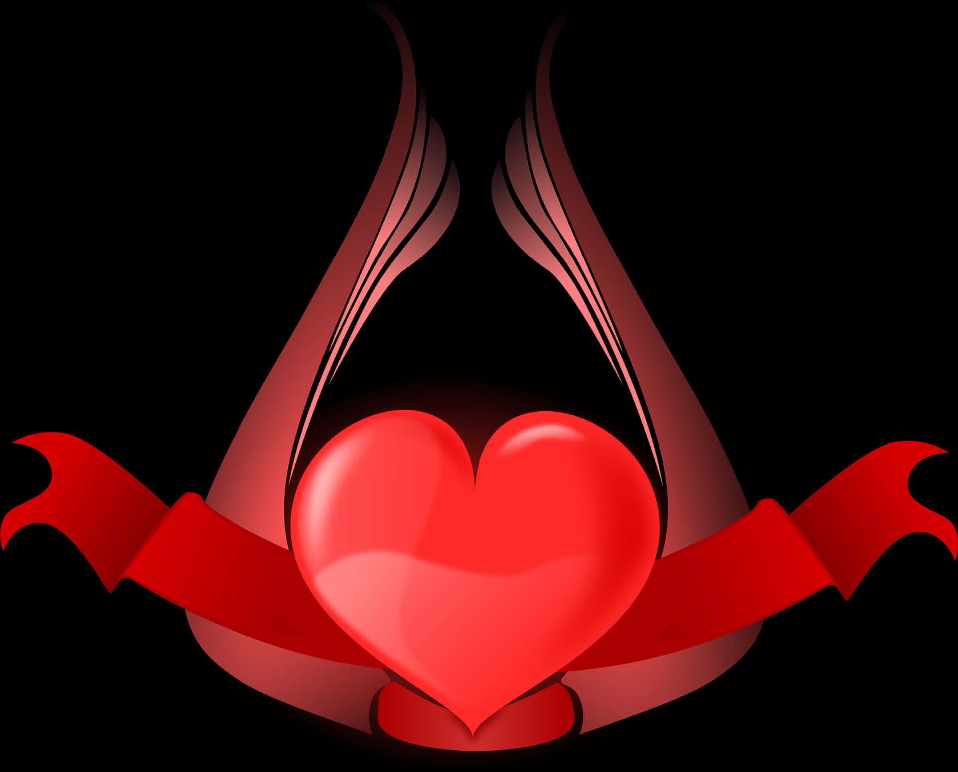 Abstract Heartwith Ribbon PNG Image