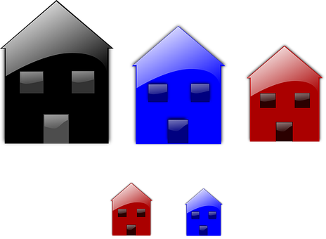 Abstract House Icons Set PNG Image