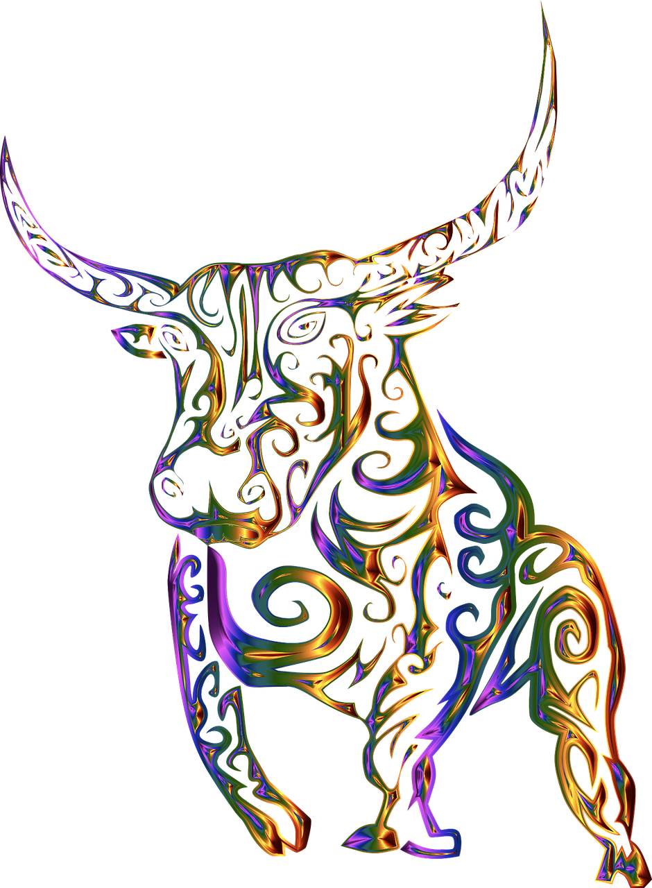 Abstract Metallic Bull Artwork PNG Image