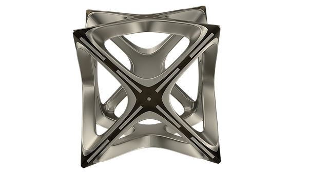 Abstract Metallic Cube Sculpture PNG Image