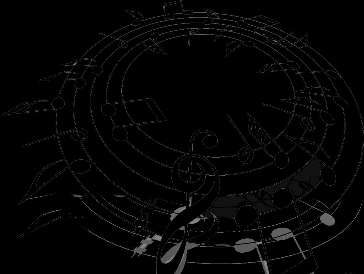 Abstract Musical Notes Spiral PNG Image