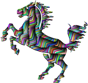 Abstract Neon Horse Art PNG Image