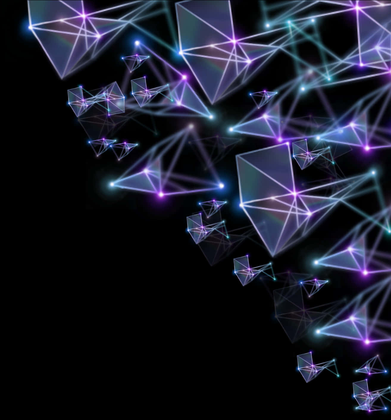 Abstract Neon Triangular Connections PNG Image