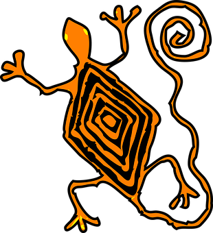 Abstract Orange Lizard Art PNG Image