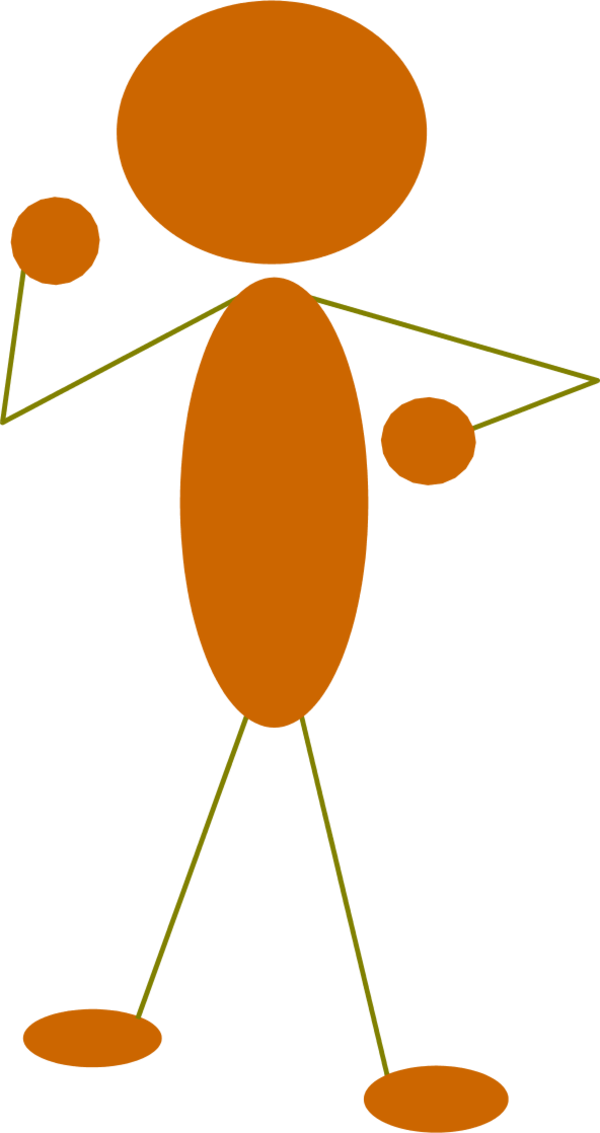 Abstract Orange Stick Figure Thinking PNG Image