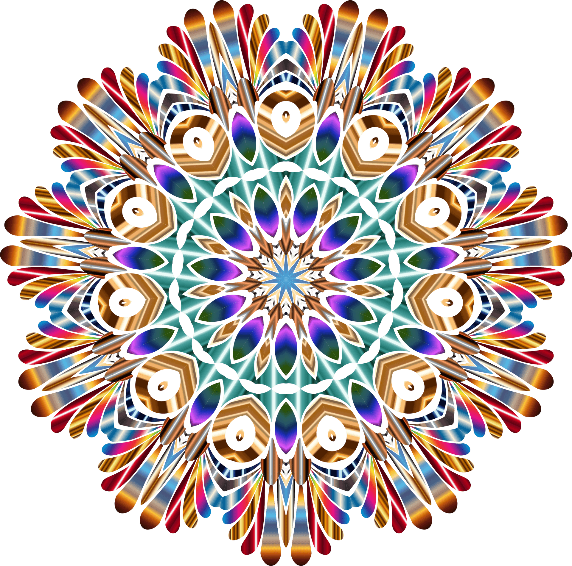 Abstract Peacock Feather Mandala PNG Image