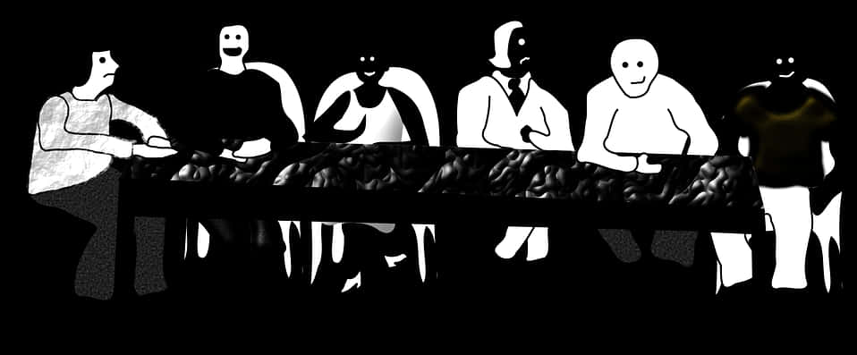 Abstract People Playing Foosball Silhouette PNG Image