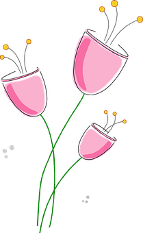 Abstract Pink Flowers Artwork PNG Image