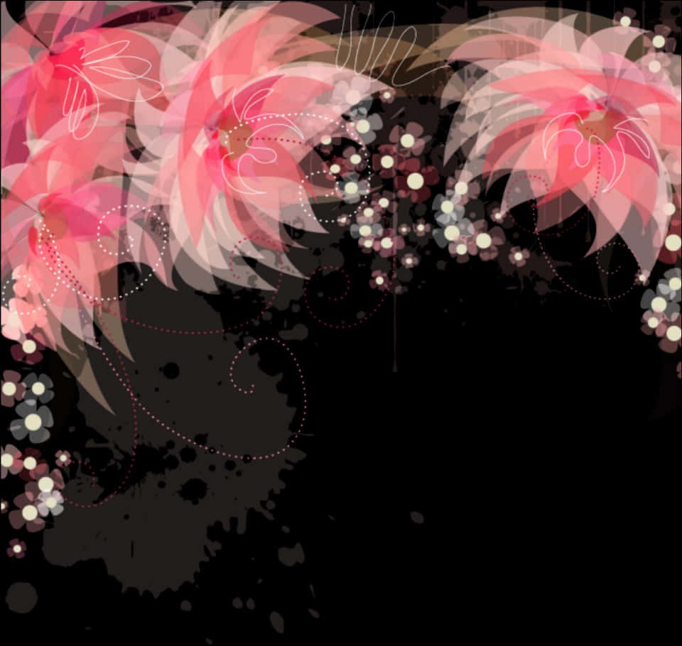 Abstract Pink Flowers Artwork PNG Image