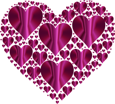 Abstract Pink Hearts Collage PNG Image