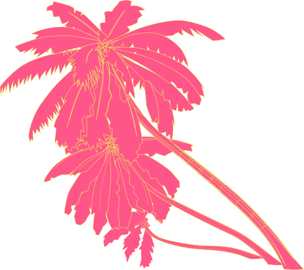 Abstract Pink Palm Leaves Illustration PNG Image