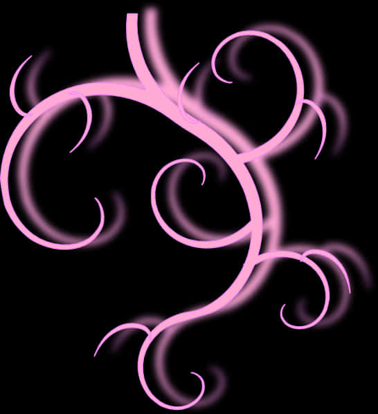 Abstract Pink Swirlson Black Background PNG Image