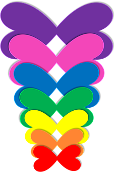 Abstract Rainbow Hearts Stacked PNG Image