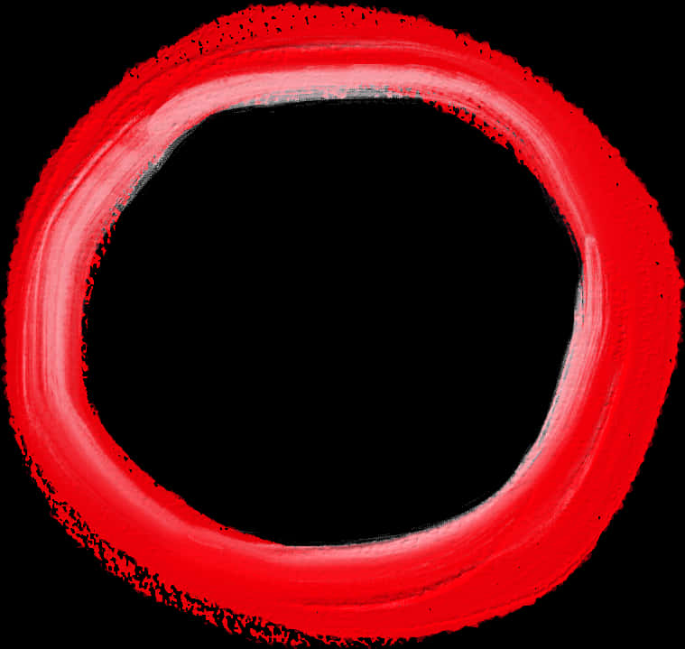 Abstract Red Brush Stroke Circle PNG Image