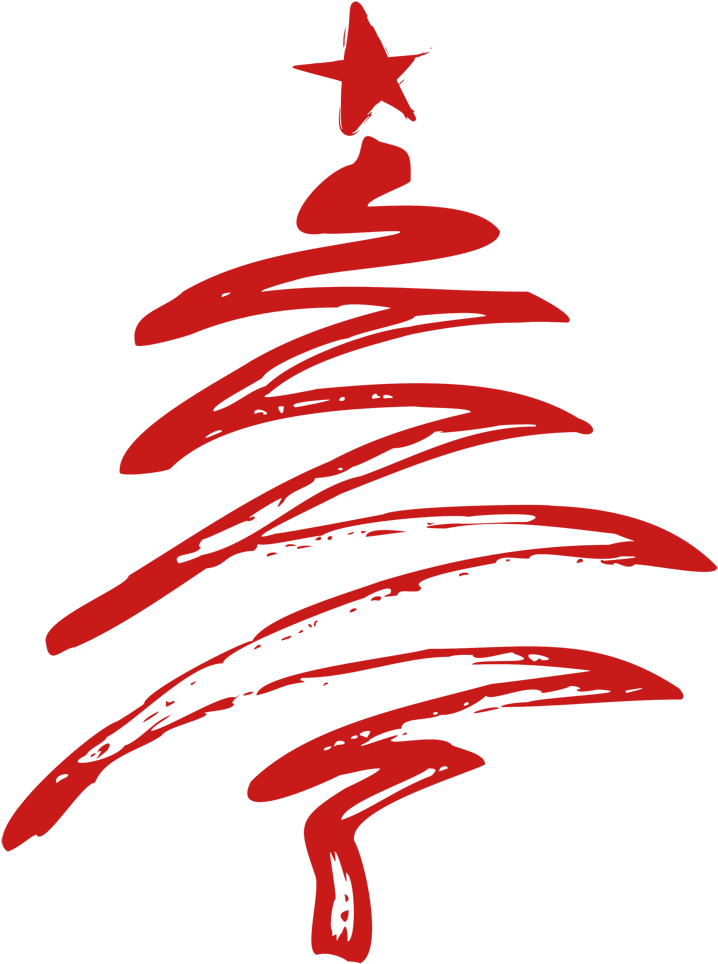 Abstract Red Christmas Tree Drawing PNG Image