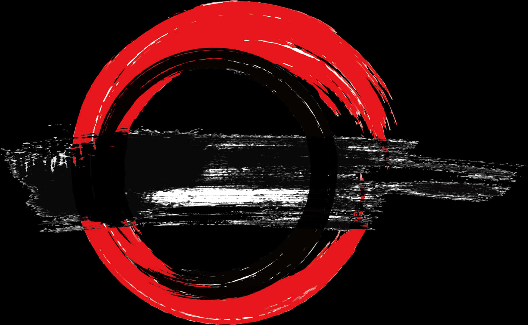 Abstract Red Circle Brush Strokeon Black PNG Image