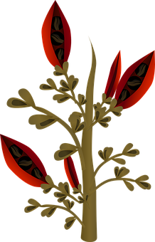 Abstract Red Leaf Plant Illustration PNG Image