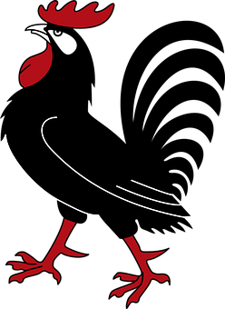 Abstract Redand Black Rooster Art PNG Image