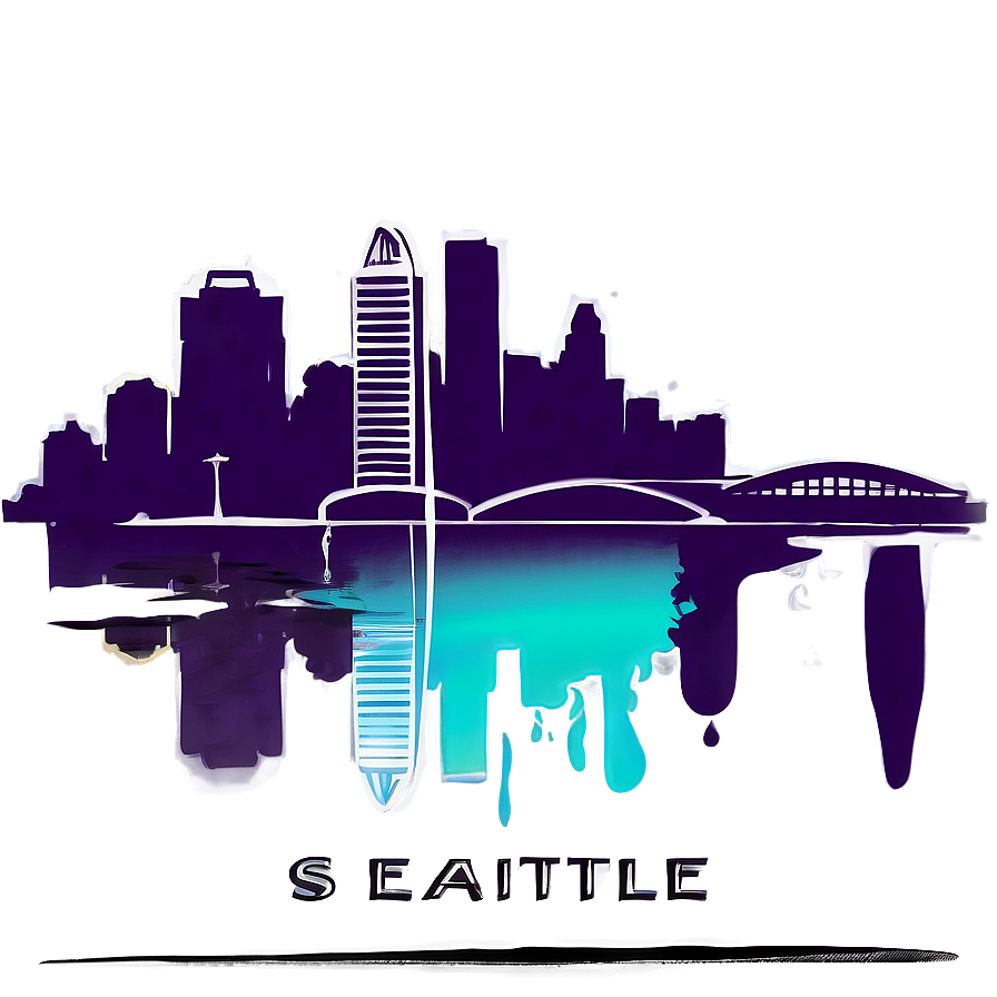 Abstract Seattle Skyline Graphic Png Imj53 PNG Image