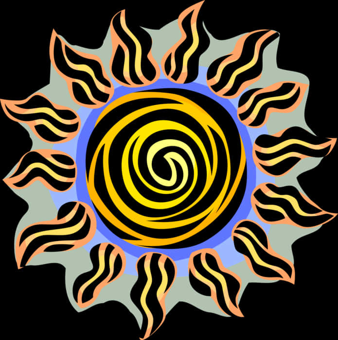 Abstract Sun Spiral Vector Art PNG Image