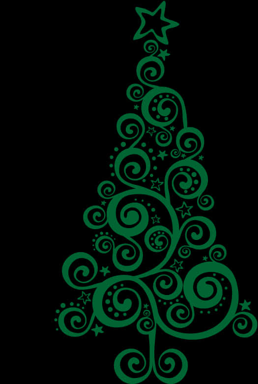 Abstract Swirl Christmas Tree Design PNG Image