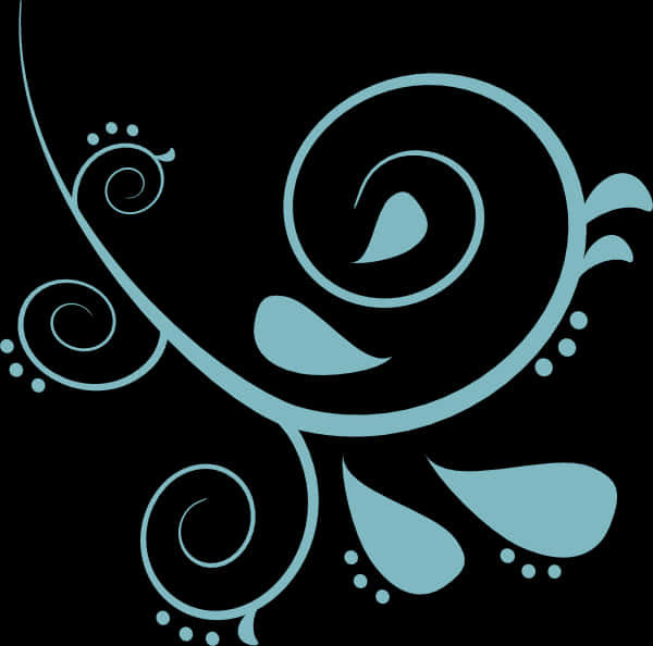 Abstract Teal Swirls Design PNG Image