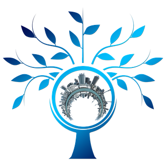 Abstract Treewith Gears Graphic PNG Image