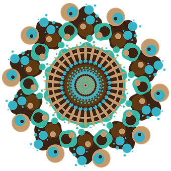 Abstract Turquoise Brown Mandala Art PNG Image