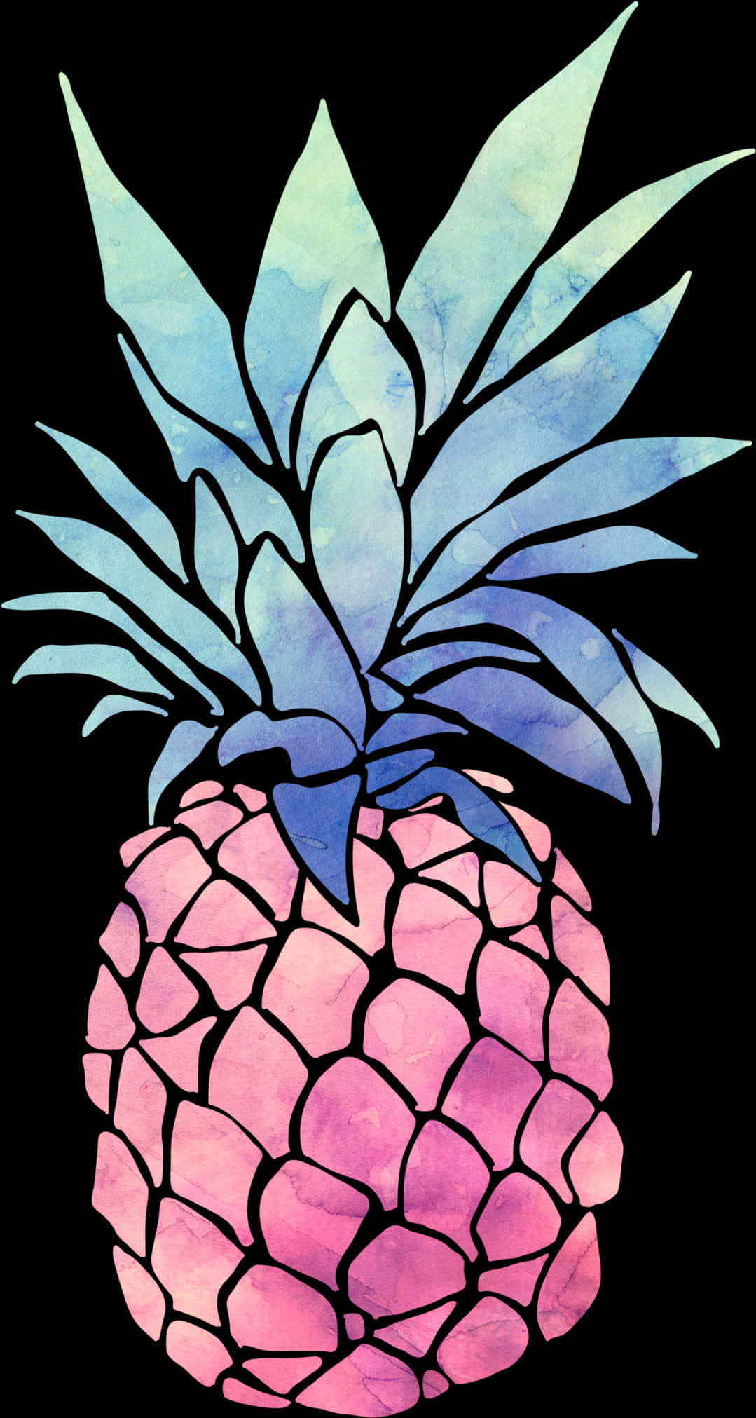 Abstract Watercolor Pineapple Art PNG Image