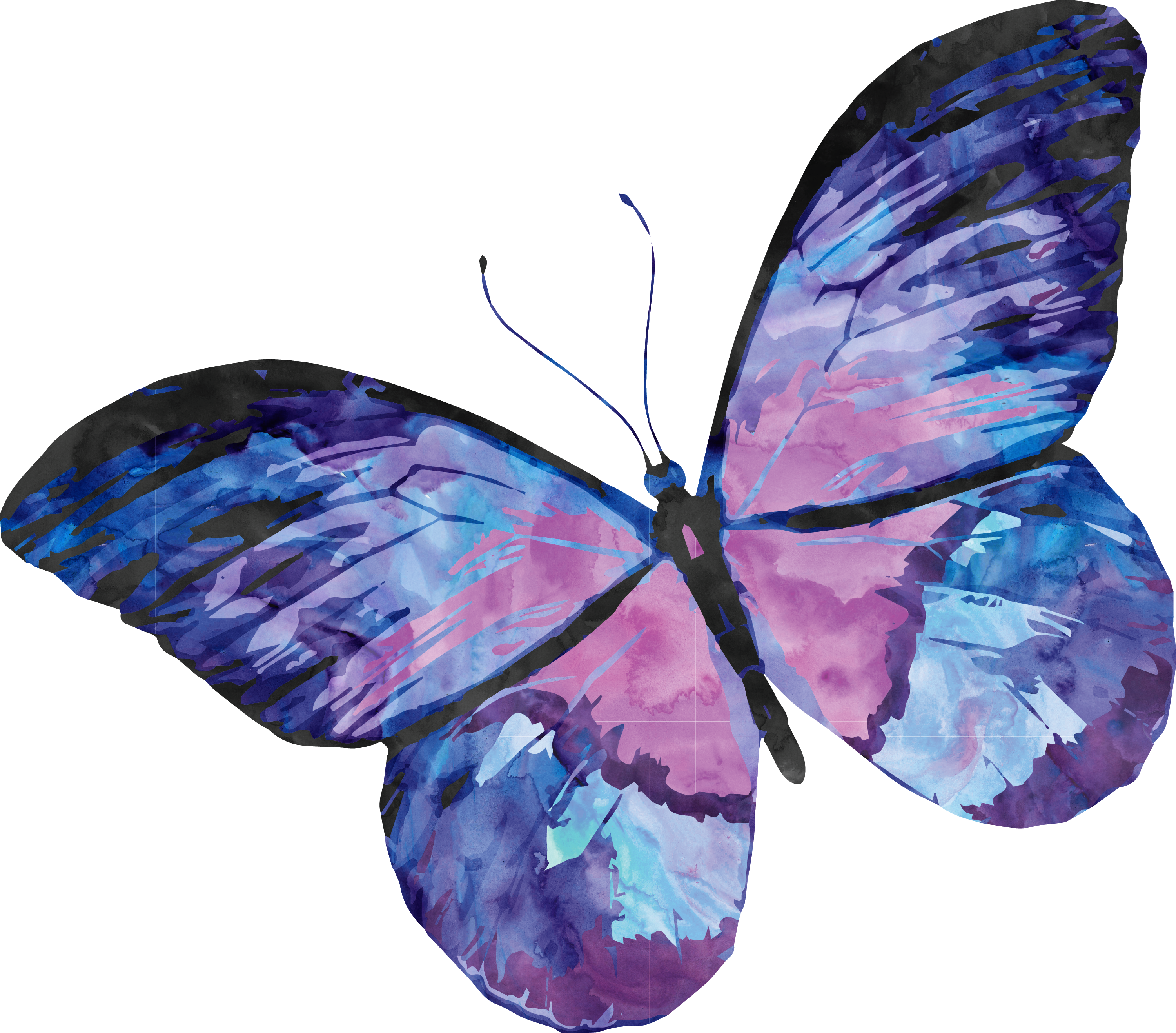 Abstract Watercolor Purple Butterfly PNG Image