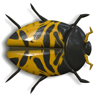 Abstract Yellow Black Ladybug Design PNG Image