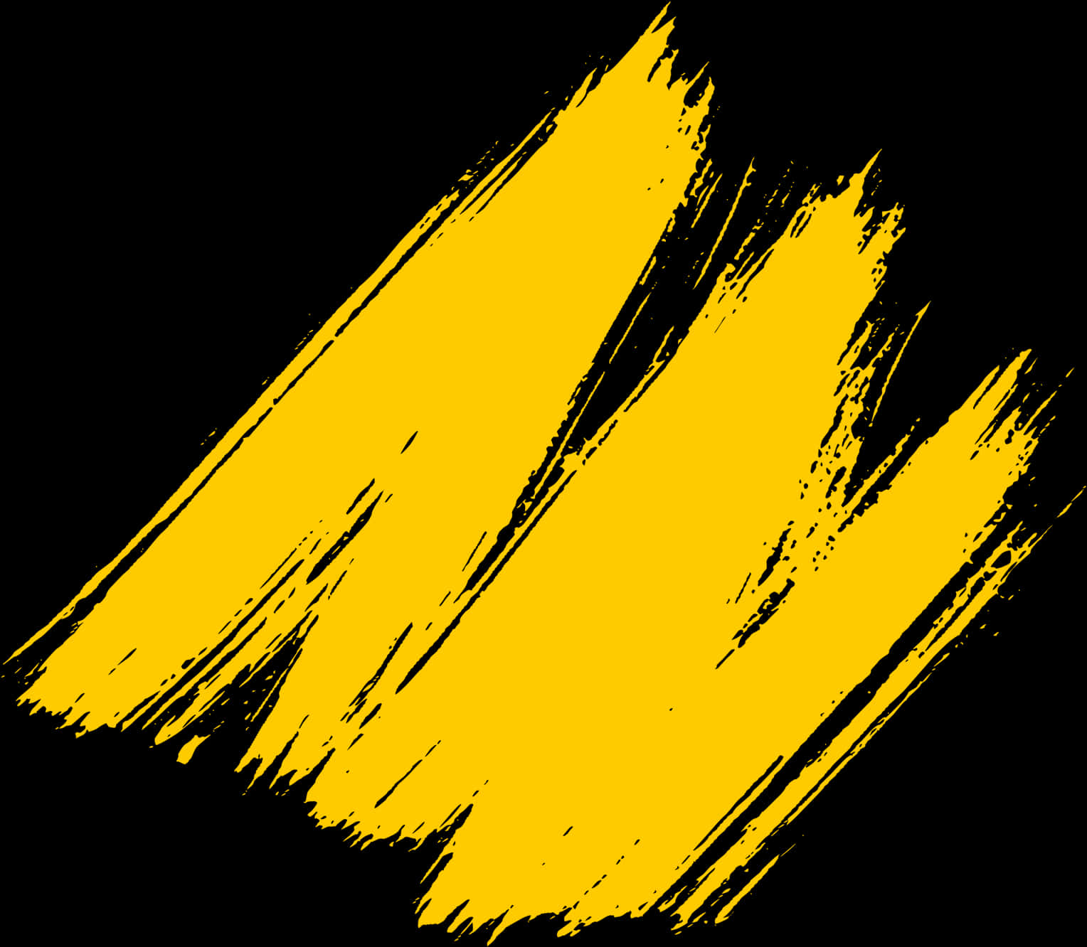 Abstract Yellow Paint Strokeon Black Background PNG Image