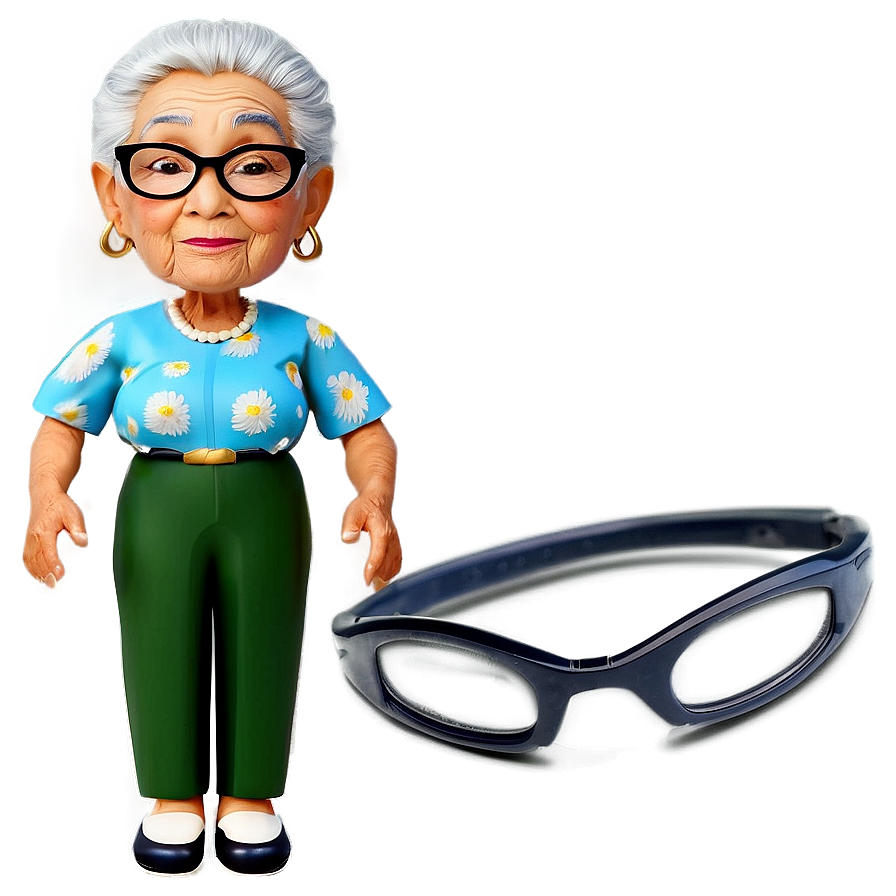 Abuela With Glasses Png Ytp PNG Image