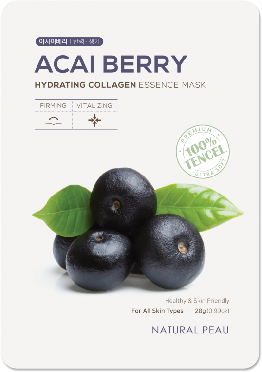 Acai Berry Collagen Essence Mask Packaging PNG Image