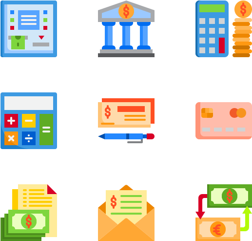 Accounting Icons Set PNG Image