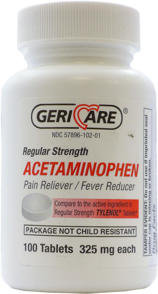 Acetaminophen Bottle Geri Care Regular Strength PNG Image