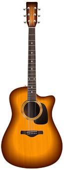 Acoustic Guitar Sunburst Finish PNG Image